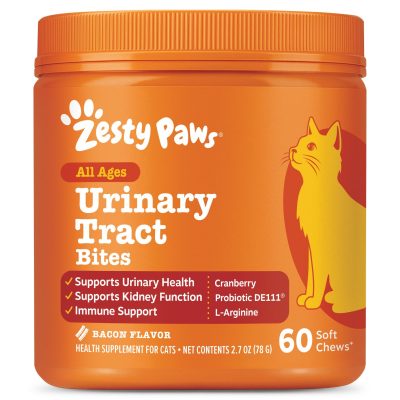 Zesty Paws Cranberry Bladder Bites Bacon Flavored Soft Chews Urinary Supplement for Cats, 60 count