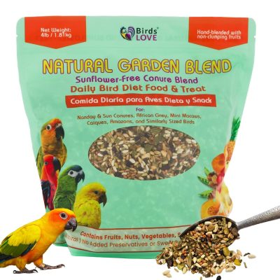Birds LOVE Natural Garden Blend Sunflower-Free Conure Bird Food, 4-lb bag