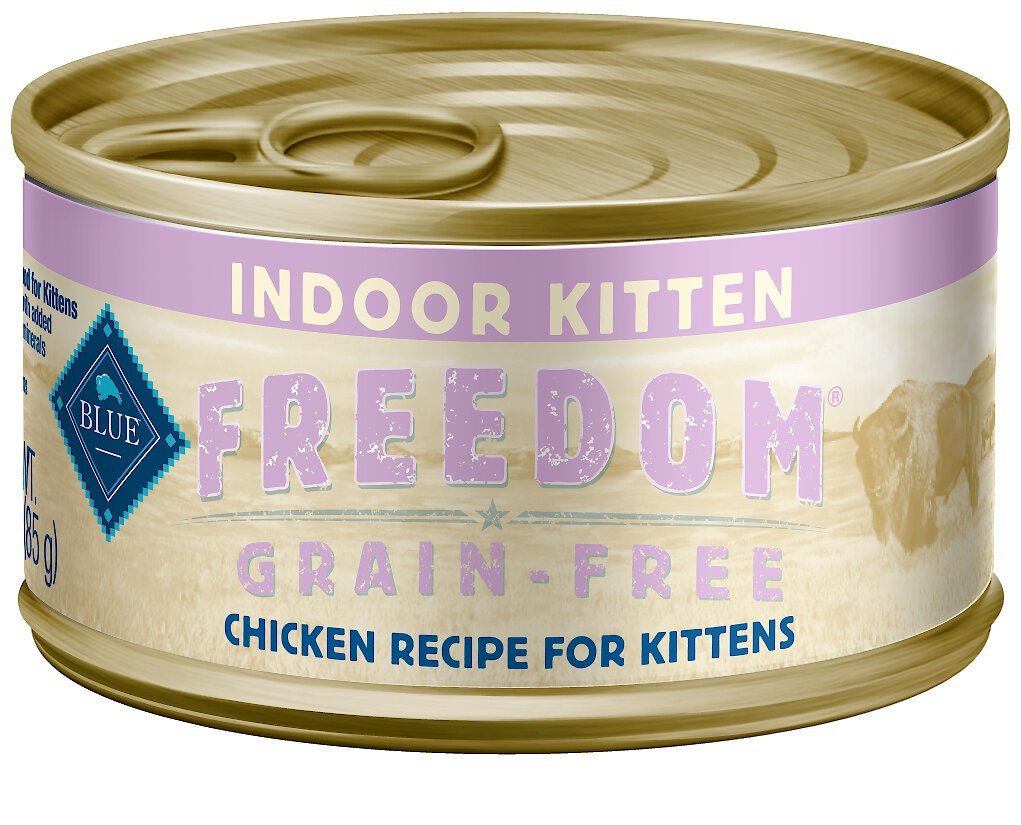 Blue Buffalo Freedom Indoor Kitten Chicken Recipe Grain-Free Canned Cat Food, 3-oz, case of 24