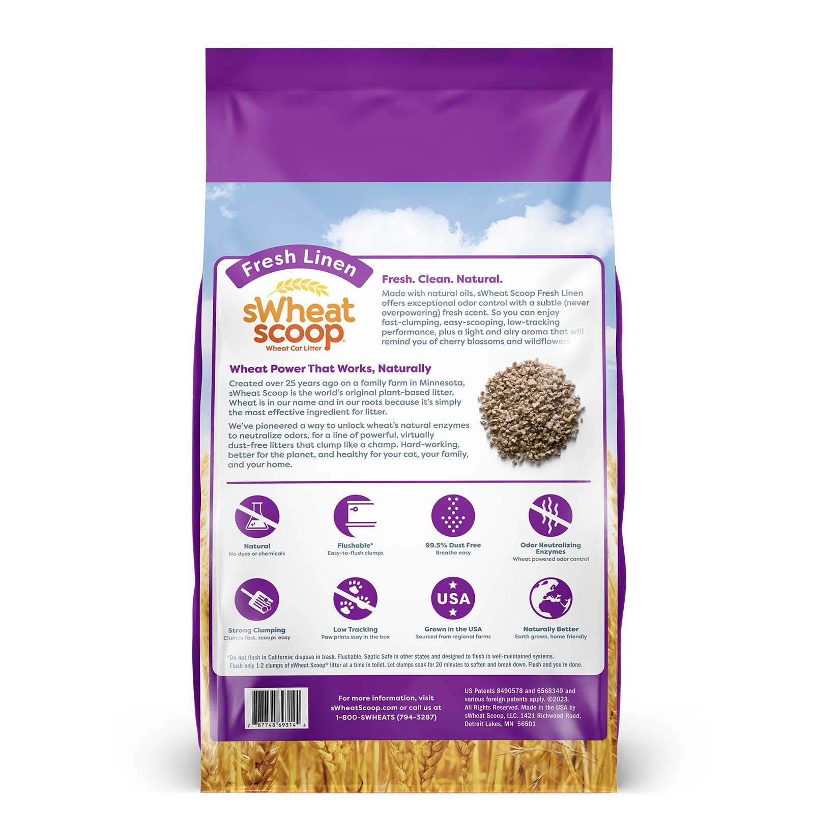 sWheat Scoop Fresh Linen Scented Natural Clumping Wheat Cat Litter, 14-lb bag