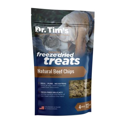 Dr. Tim's Natural Beef Chips Genuine Freeze-Dried Dog & Cat Treats, 4-oz bag