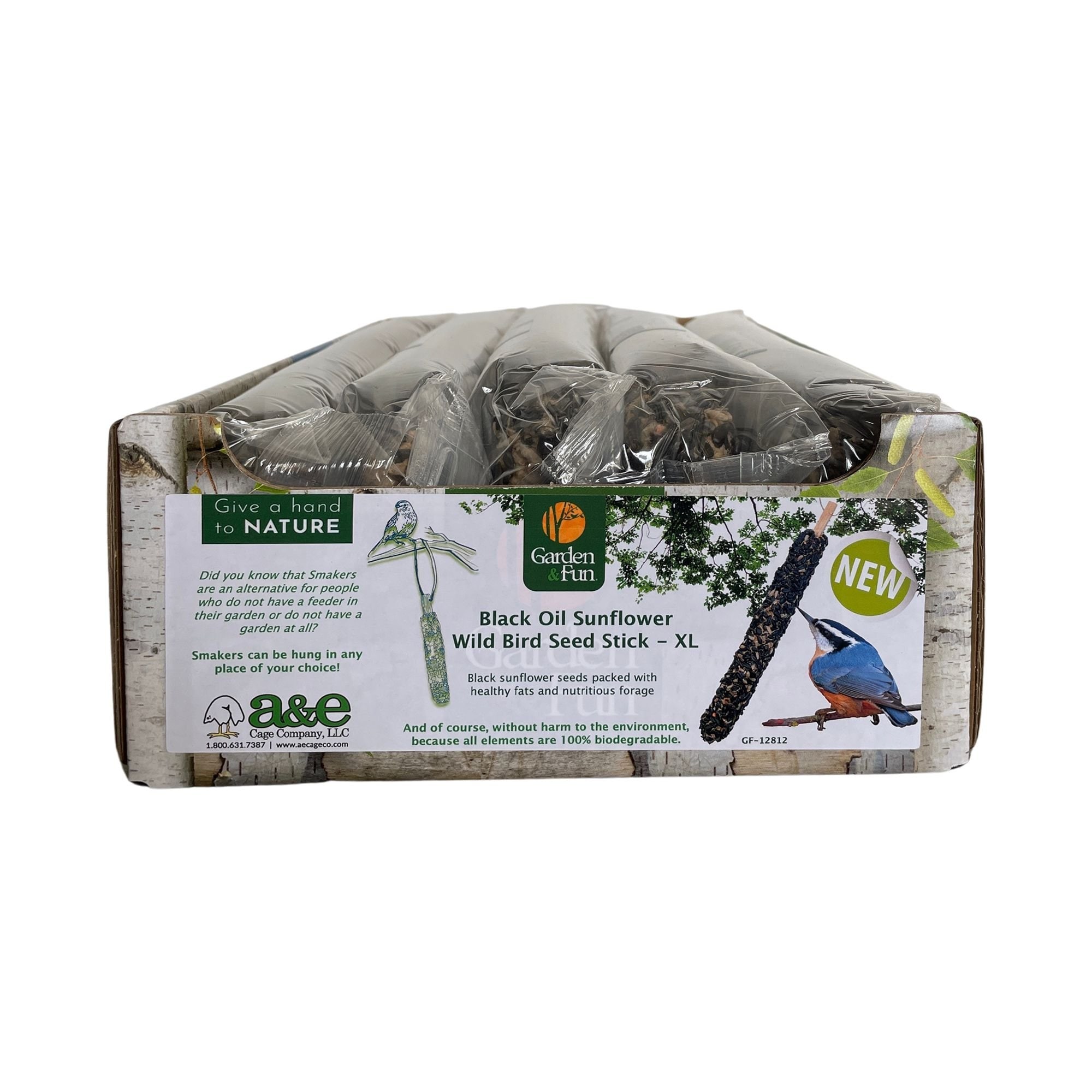 A&E Cage Company Black Oil Sunflower Wild Bird Seed Stick Wild Bird Treats, 0.4-lb box, 10 count