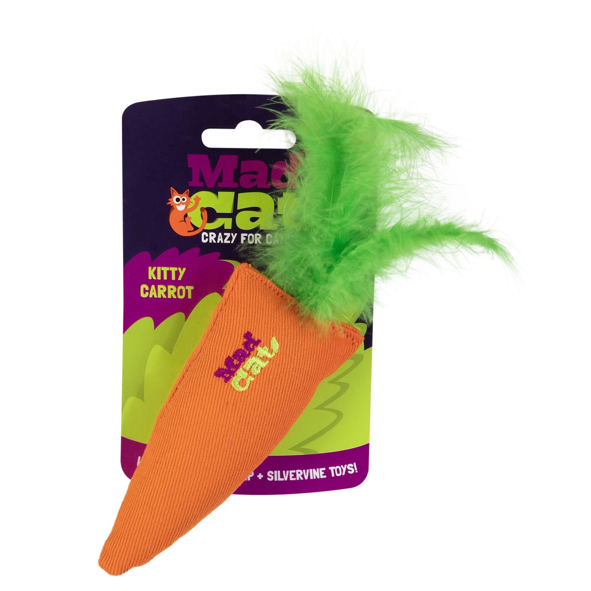 Mad Cat 100% Filled Kitty Carrot Cat Mice Plush Toy with Catnip, Multi Color, Medium