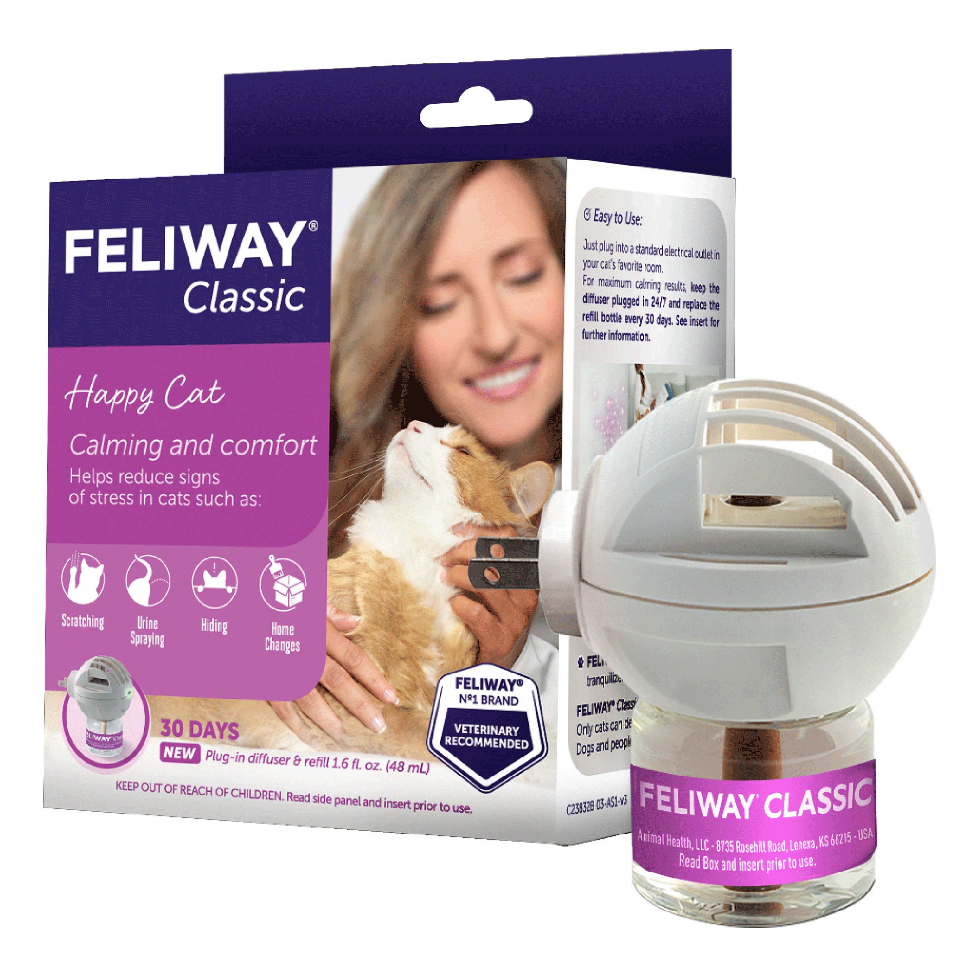 Feliway Classic 30 Day Starter Kit Calming Pheromone Diffuser for Cats