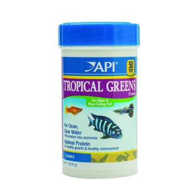 API Tropical Greens Flakes Algae & Plant Eating Fish Food, 1.1-oz bottle