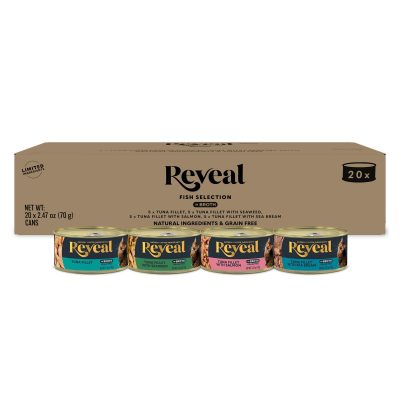 Reveal Fish Selection Tuna in Broth Grain-Free Flaked Wet Cat Food, 2.47-oz can, case of 20