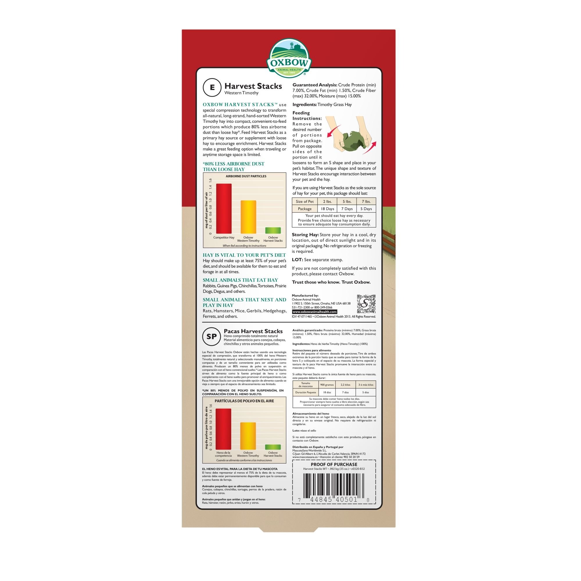 Oxbow Animal Health Harvest Hay Stacks Western Timothy Hay All Natural Hay for Rabbits, Guinea Pigs, Chinchillas, Hamsters & Gerbils, 35-oz. - image 2