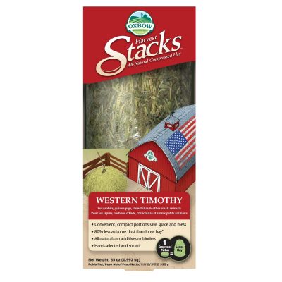 Oxbow Animal Health Harvest Hay Stacks Western Timothy Hay All Natural Hay for Rabbits, Guinea Pigs, Chinchillas, Hamsters & Gerbils, 35-oz.