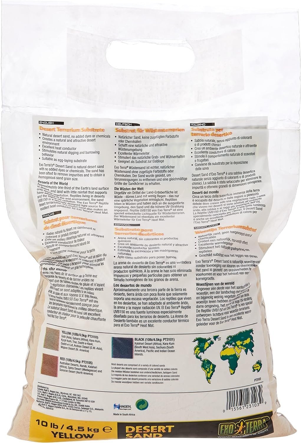 Exo Terra Desert Sand Terrarium Reptile Substrate, Yellow, 10-lb bag