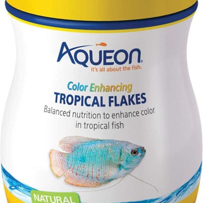 Aqueon Color Enhancing Tropical Flakes Freshwater Fish Food, 2.29-oz jar