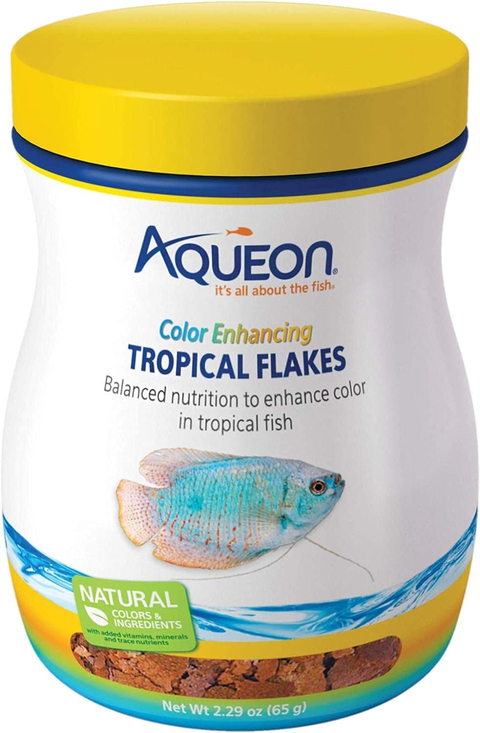 Aqueon Color Enhancing Tropical Flakes Freshwater Fish Food, 2.29-oz jar