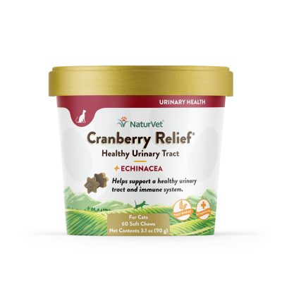 NaturVet Cranberry Relief Plus Echinacea Soft Chews Urinary Supplement for Cats, 60 count