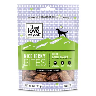 I and Love and You Nice Jerky Bites Beef and Lamb Grain-Free Dog Treats, 4-oz bag