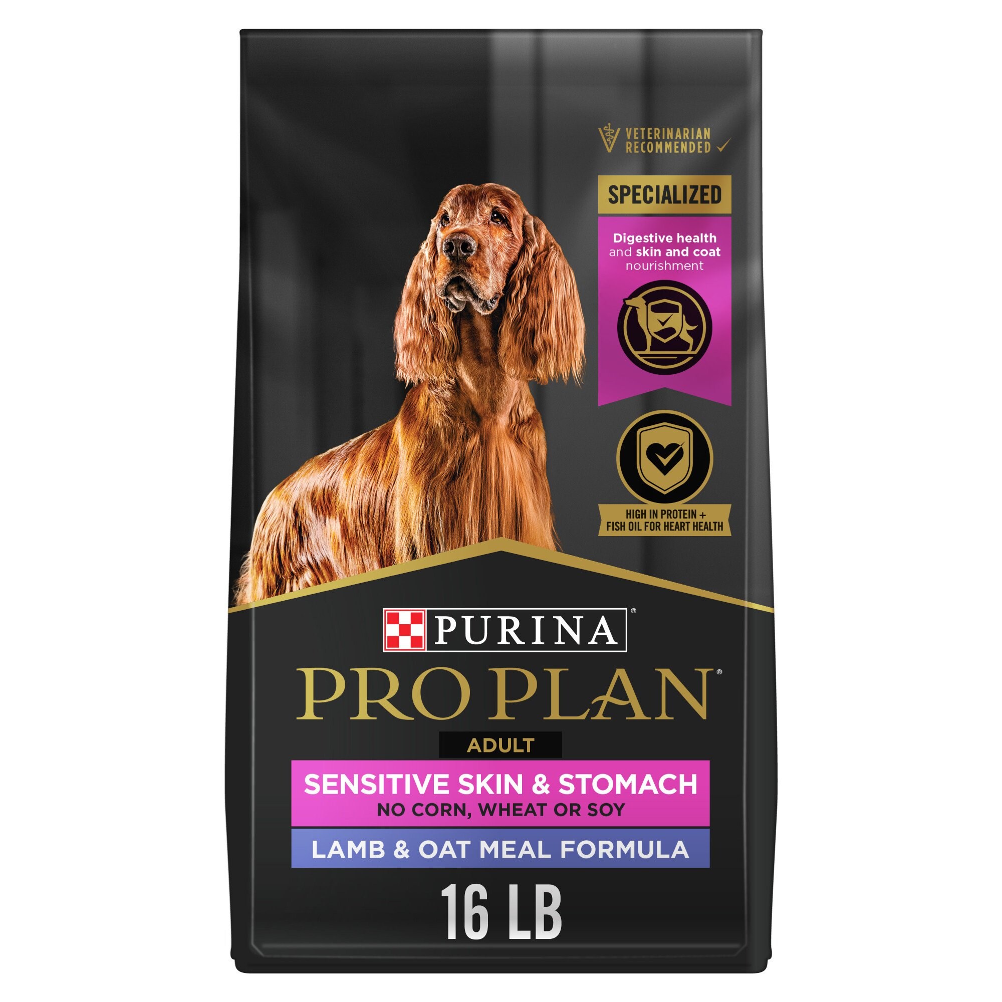 Purina Pro Plan Sensitive Skin & Sensitive Stomach Lamb & Oat Meal Formula Dog Food, 16-lb bag