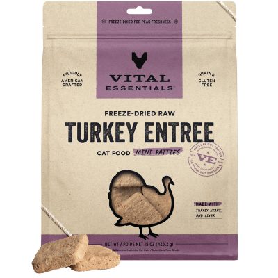 Vital Essentials Mini Patties Raw Turkey Entree Freeze-Dried Cat Food, 15-oz bag