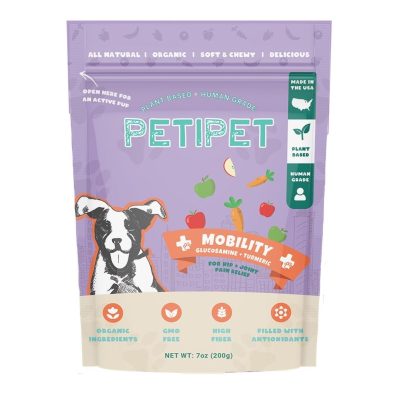 PETIPET Mobility Bites with Glucosamine + Turmeric Apple & Carrot Flavored Soft Chew Hip & Joint Supplement for Dogs, 7-oz bag