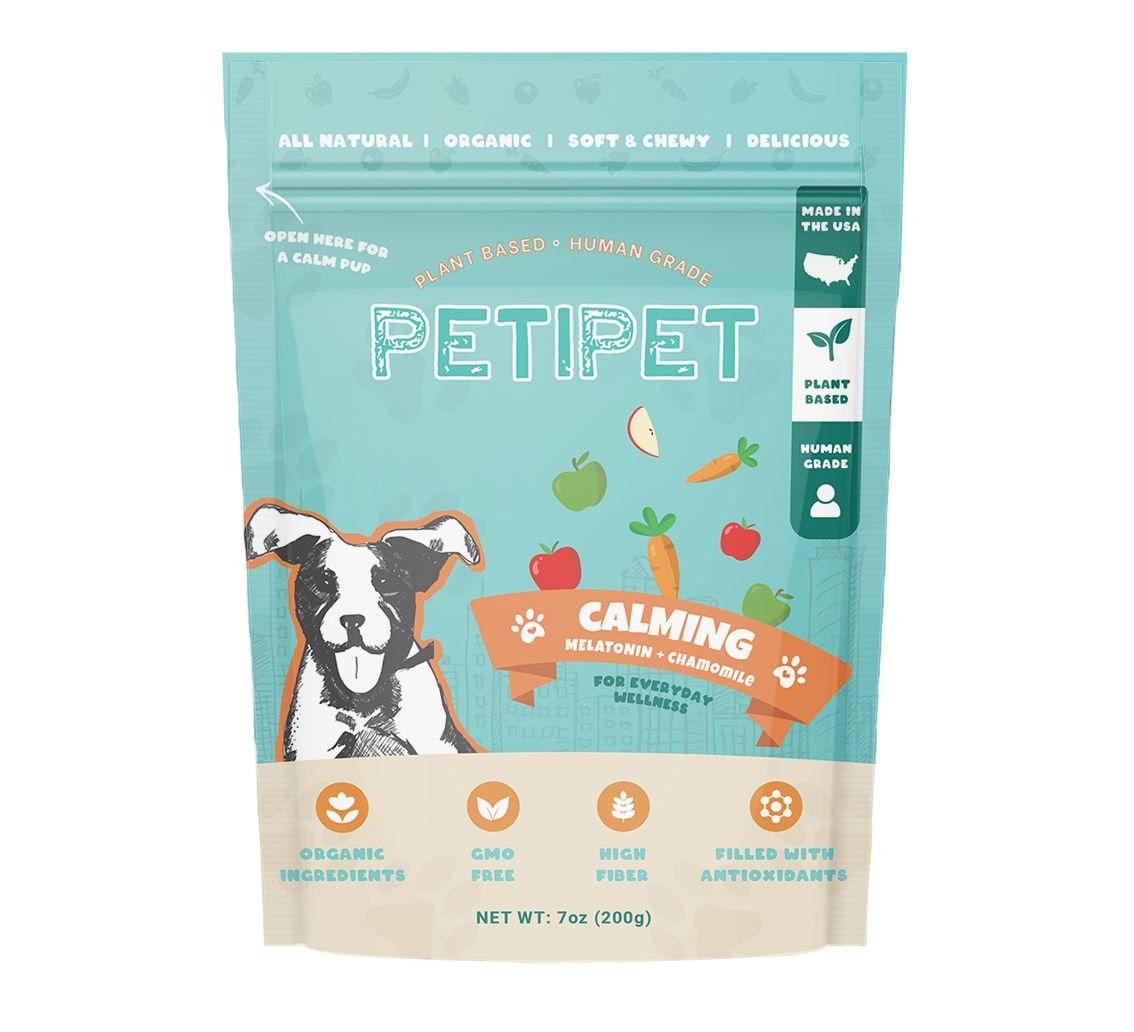 PETIPET Calming Bites with Melatonin + Chamomile Apple & Carrot Flavored Soft Chew Calming Supplement for Dogs, 7-oz bag