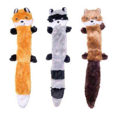 ZippyPaws Skinny Peltz No Stuffing Squeaky Plush Dog Toys, 3-pack, Large