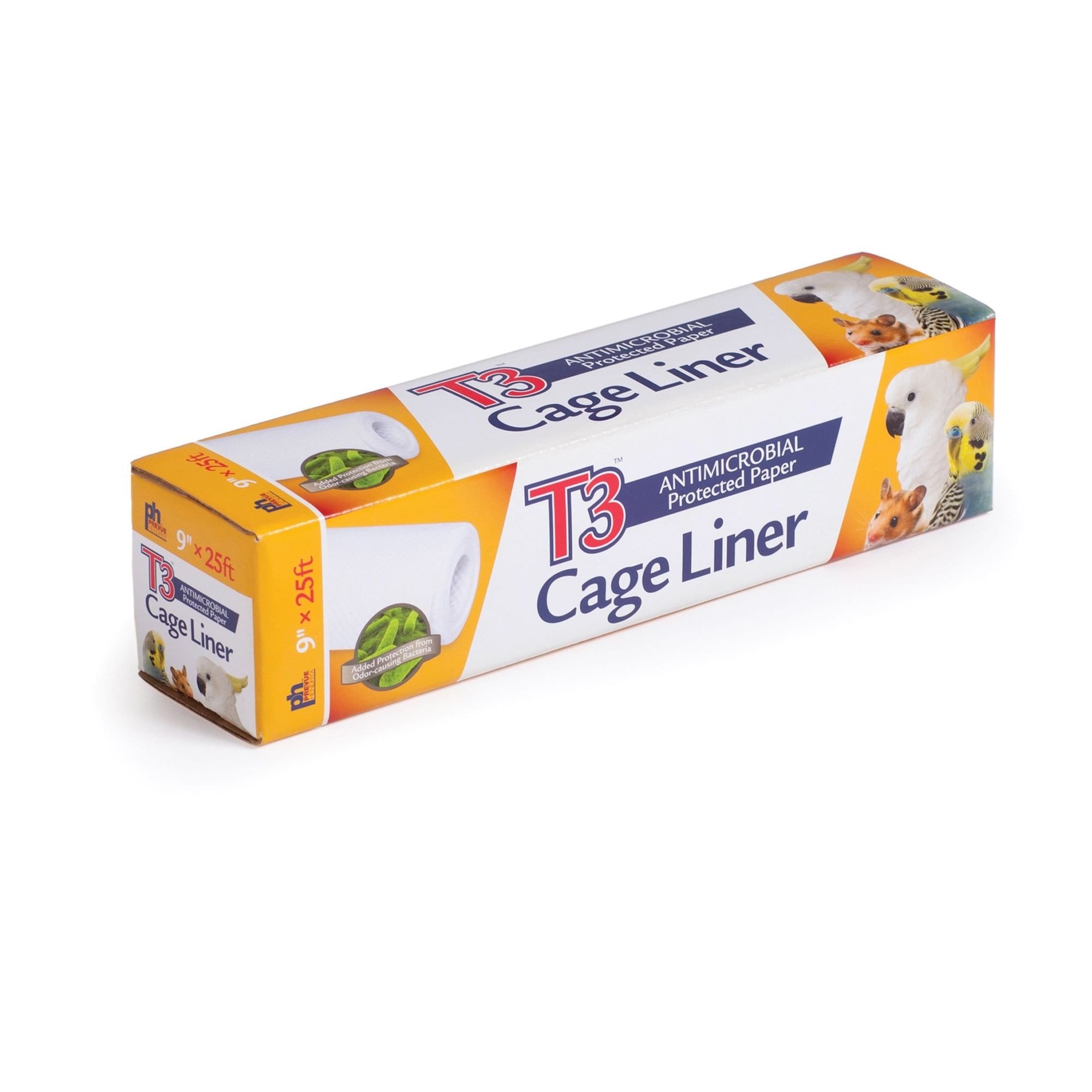 Prevue Pet Products T3 Antimicrobial Protected Paper Bird & Small Animal Cage Liner, 9 in x 25 ft