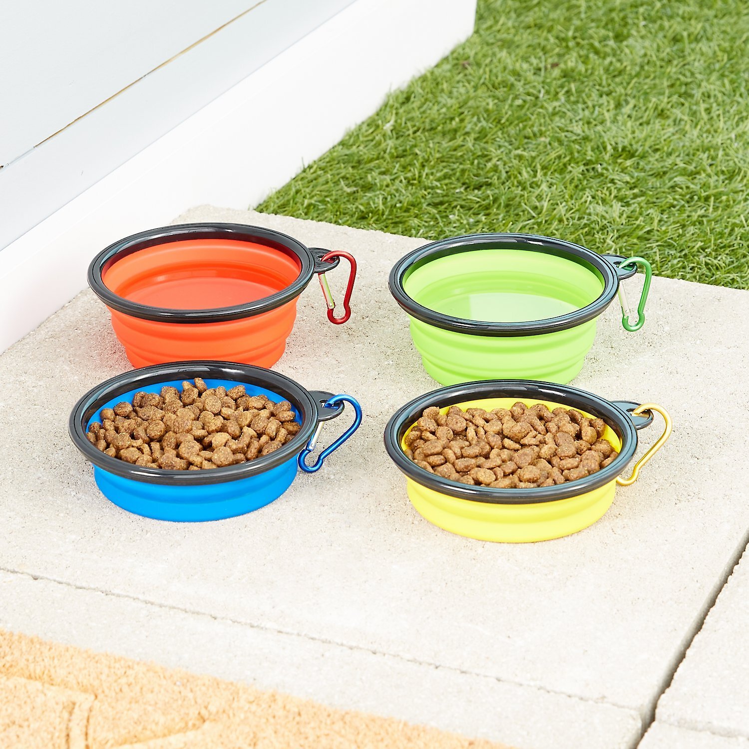 Mr. Peanut's Premium Collapsible Non-Skid Silicone Dog & Cat Bowls, 12-oz, 4 count