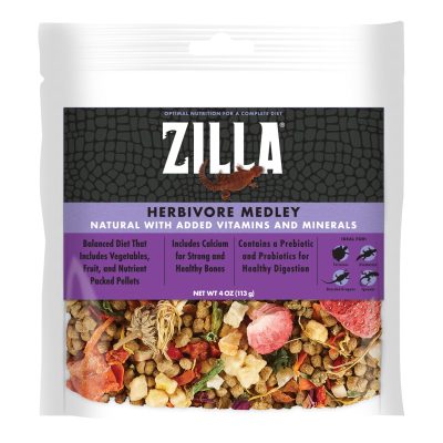 Zilla Herbivore Medley Diet Bearded Dragon Lizard & Tortoise Food, 4-oz bag