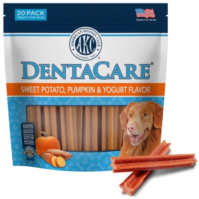 American Kennel Club Treats AKC Dentacare Sweet Pot Pumpkin Stick Dental Dog Chew Treats, 18.3-oz bag