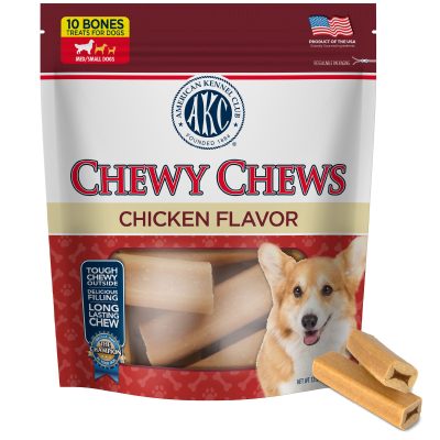 American Kennel Club Treats AKC 10 Piece Dentacare Filled Bone Dental Dog Chew Treats, 15.8-oz bag