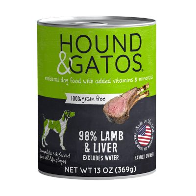 Hound & Gatos 98% Lamb & Liver Grain-Free Canned Dog Food, 13-oz, case of 12