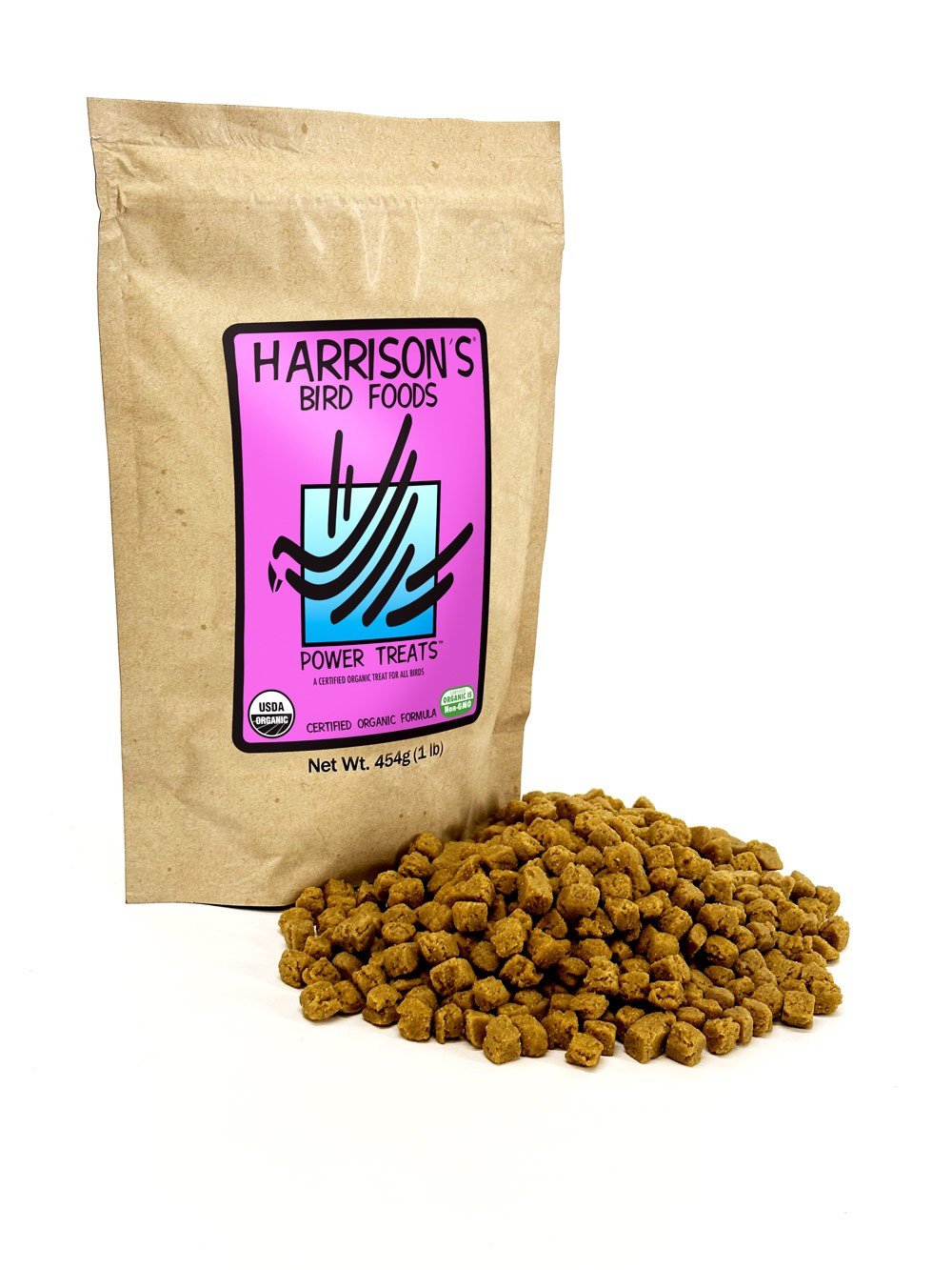 Harrison's Bird Foods Power Treats Organic Pellet Bird Food Bird Food, 1-lb bag