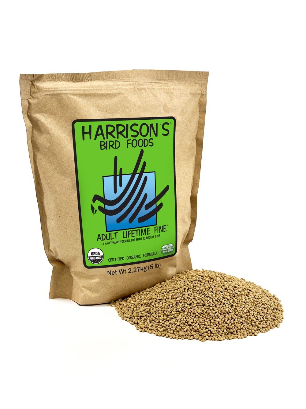 Harrison's Bird Foods Adult Lifetime Fine Organic Pellet Bird Food, 5-lb bag