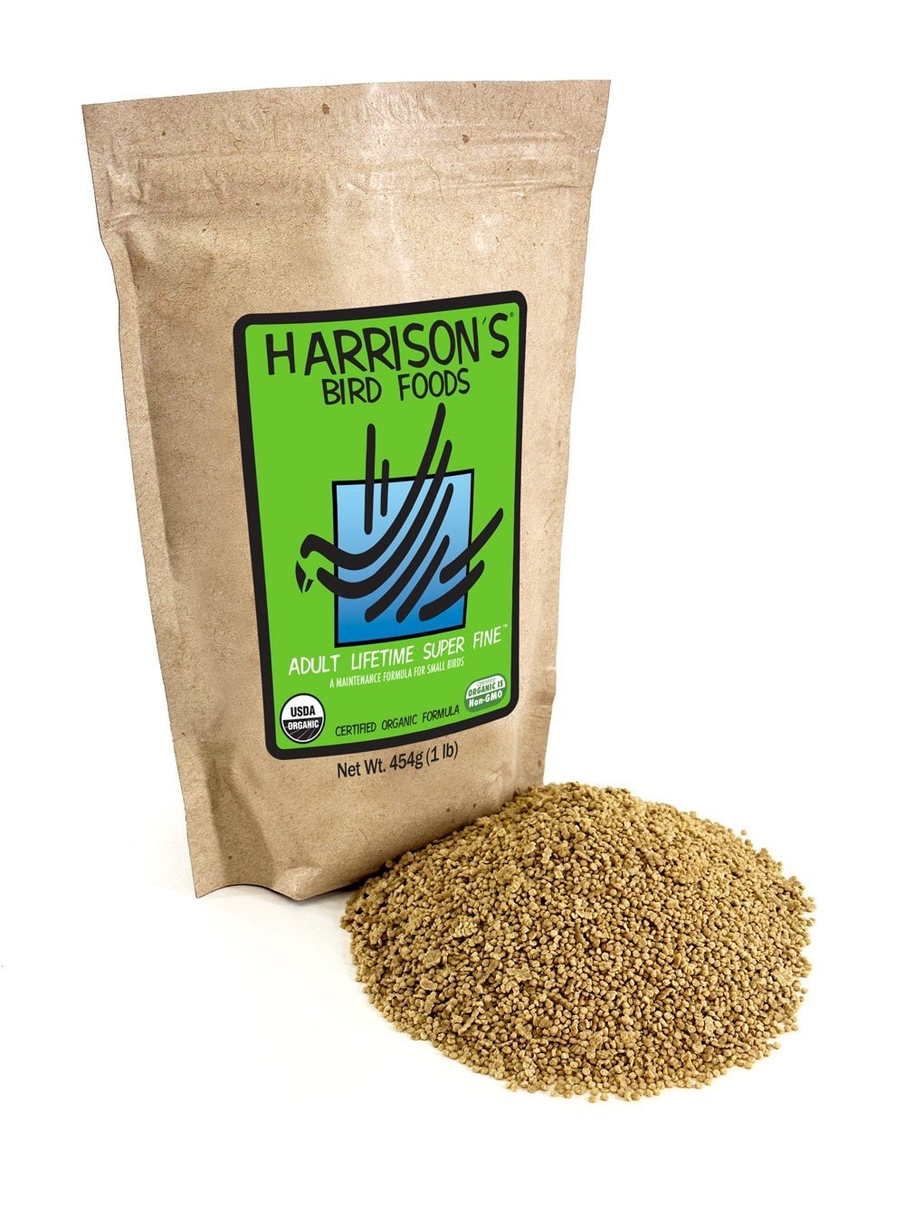 Harrison's Bird Foods Adult Lifetime Super Fine Organic Pellet Bird Food, 1-lb bag