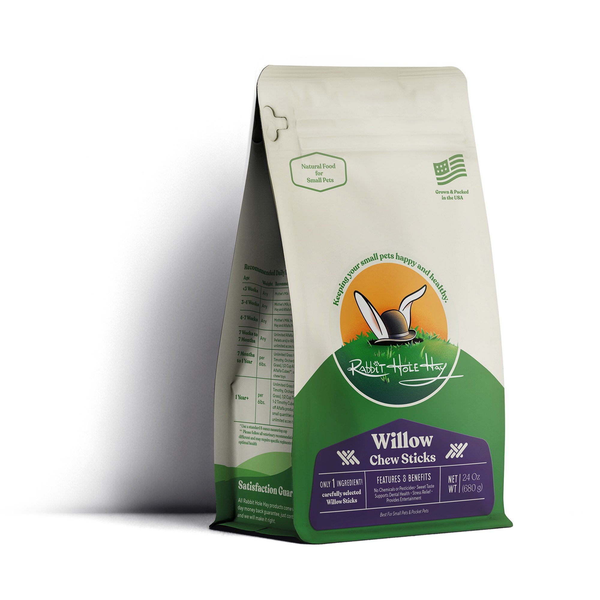 Rabbit Hole Hay Ultra Premium All Natural Willow Small Pets Treats, 24-oz bag, 24-oz bag, 1