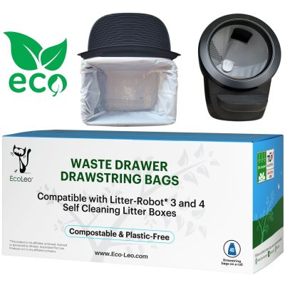 EcoLeo Automatic Litter-Robot Compatible with Drawstrings Cat Litter Box Liners, 40 count