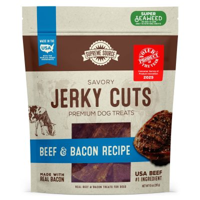 Supreme Source Savory Jerky Cuts Beef & Bacon Recipe Jerky Dog Treats, 10-oz bag