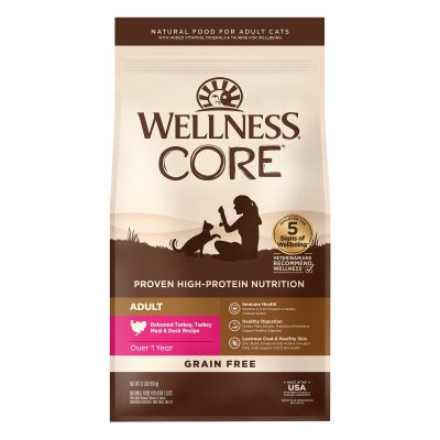 Wellness CORE Grain-Free Turkey, Turkey Meal & Duck Formula Natural Dry Cat Food, 11-lb bag