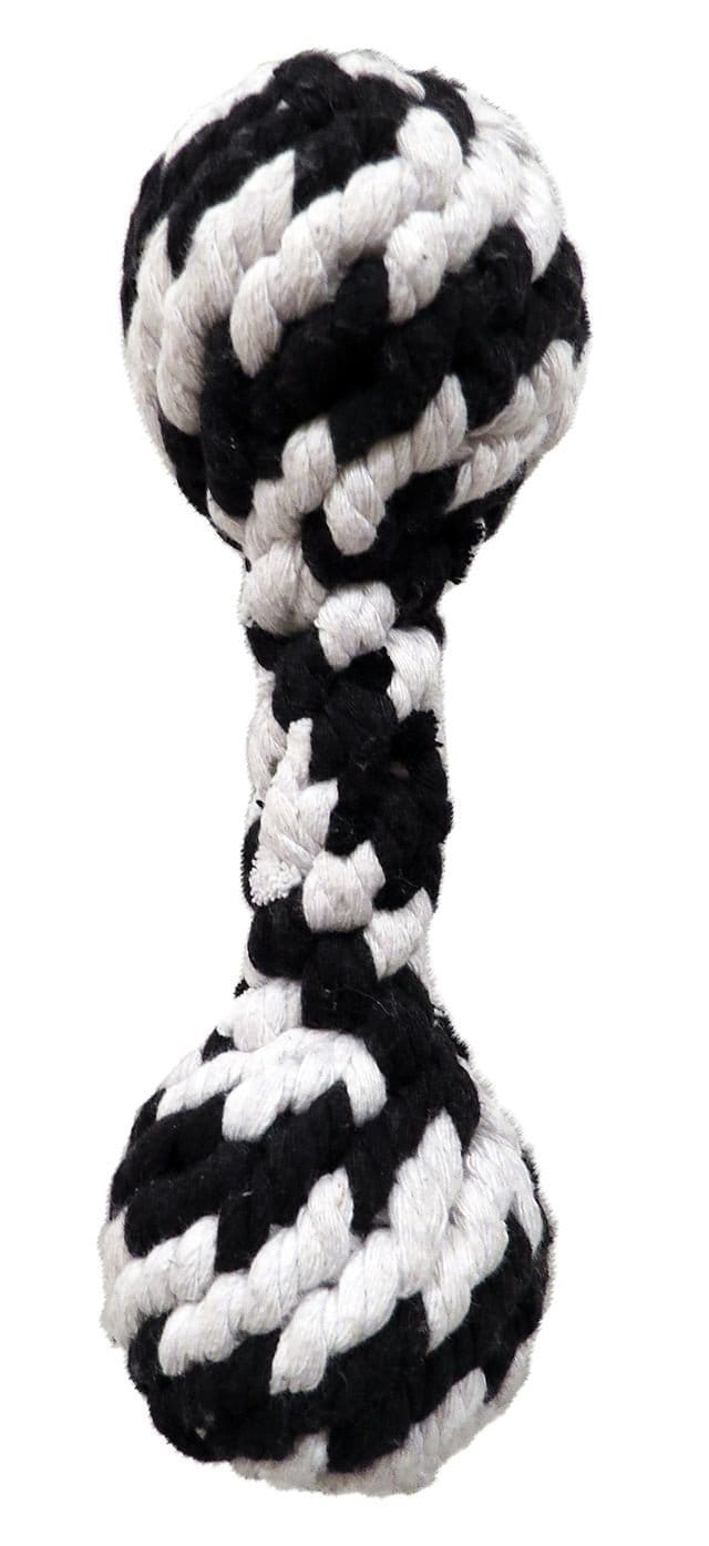 Scoochie Pet Super Scooch Braided Rope Dumbbell Squeaky Dog Tug Toy, Small