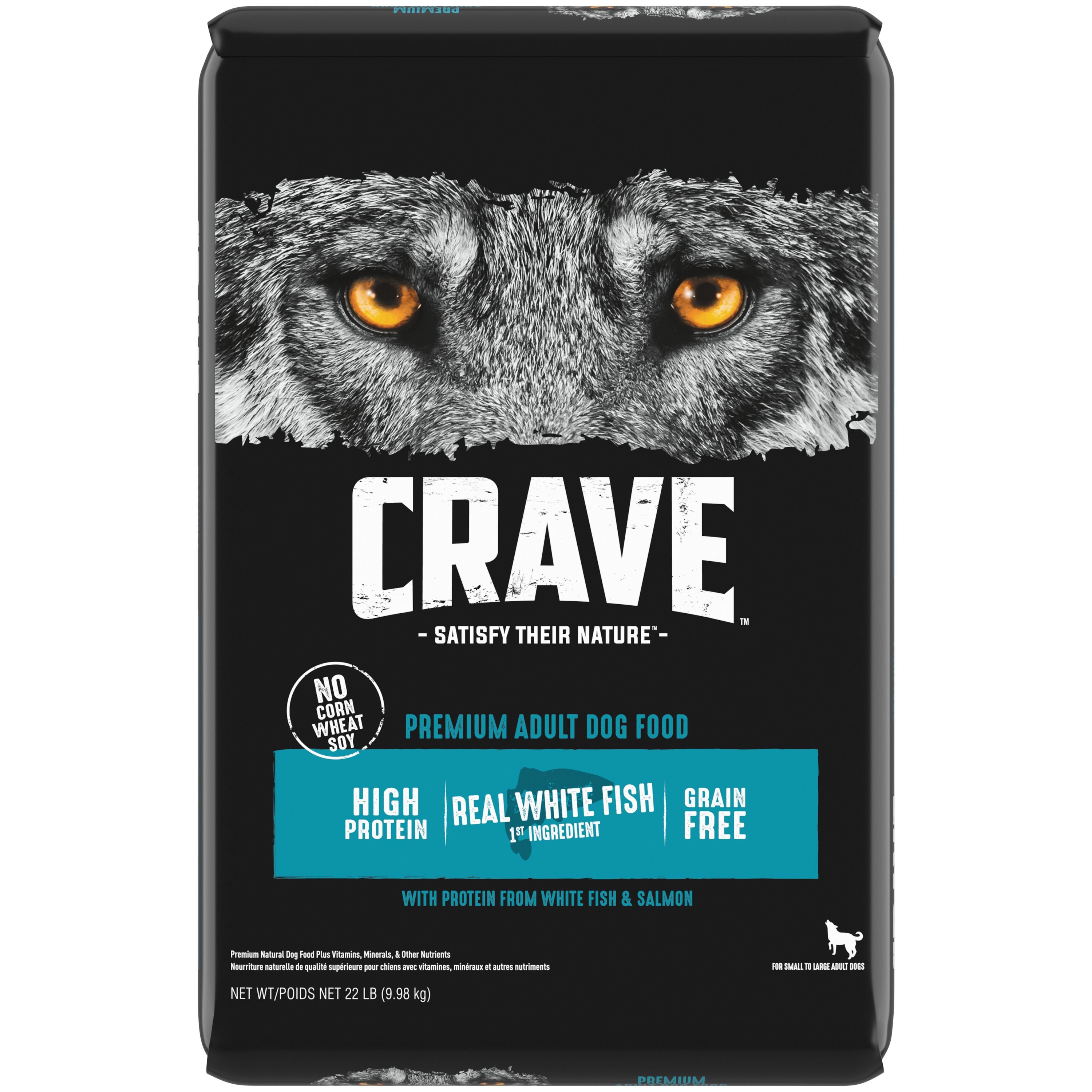 Crave High Protein White Fish & Salmon Adult Grain-Free Dry Dog Food, 22-lb bag