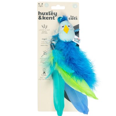 Huxley & Kent Cat Wand Refill 2 Pack Birdy Feather Teasers Cat Toy, Blue