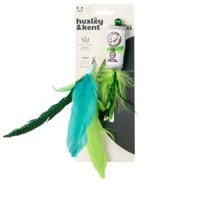 Huxley & Kent Cat Wand Refill 2 Pack Kitty Klaw Lime Feather Teasers Cat Toy, Green/Teal