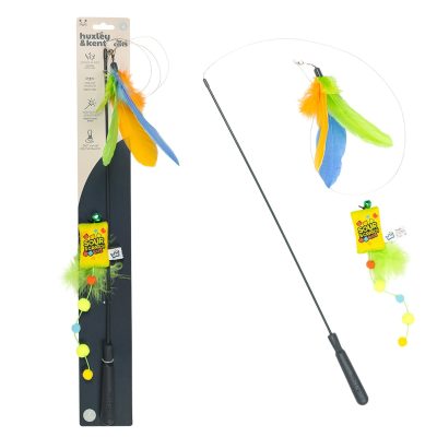 Huxley & Kent Cat Wand Teaser Sour Scratch Cat Toy, Green/Blue/Yellow