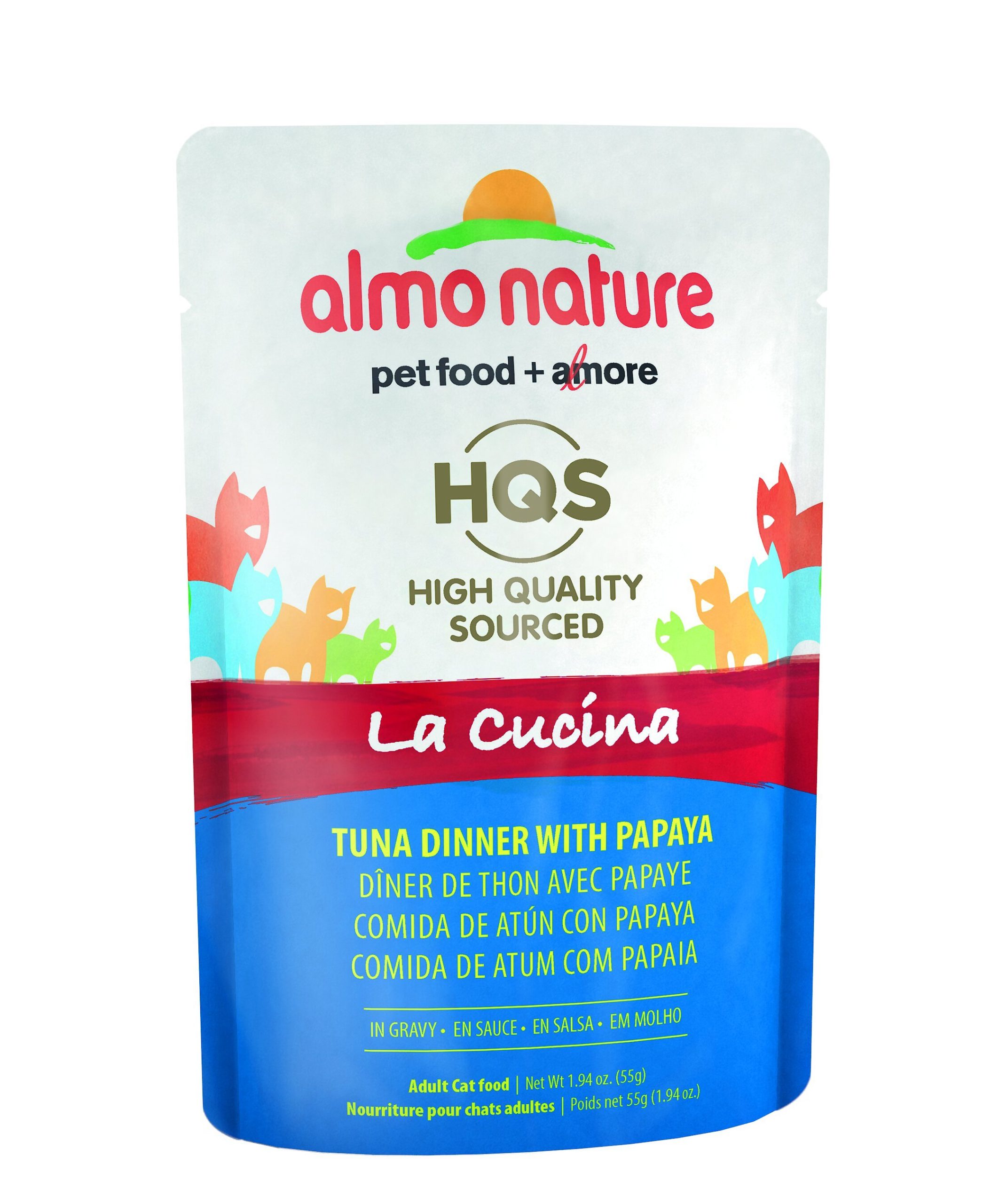Almo Nature La Cucina HQS Tuna with Papaya Grain-Free Cat Food Pouches, 1.94-oz, case of 12