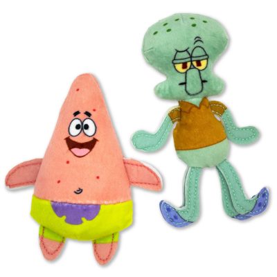 SpongeBob Squidward & Patrick Cat Plush Toy with Catnip, Blue, 2-Pack