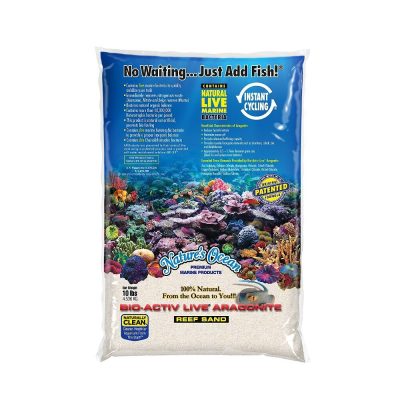 Nature's Ocean Bio-Activ Live Aragonite Saltwater Aquarium Sand, Natural White #1, 10-lb bag