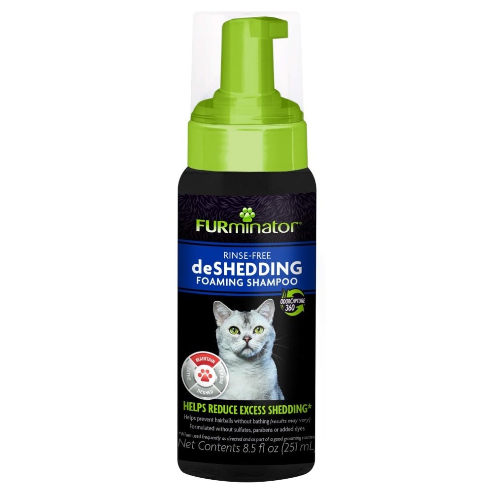 FURminator FUR deShedding Rinse Free Foaming Cat Shampoo, 8.5-fl oz bottle