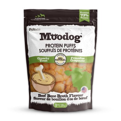 Palz&Co Moodog Beef Protein Puffs Bone Broth Flavor Crunchy Dog Treats, 1-oz bag