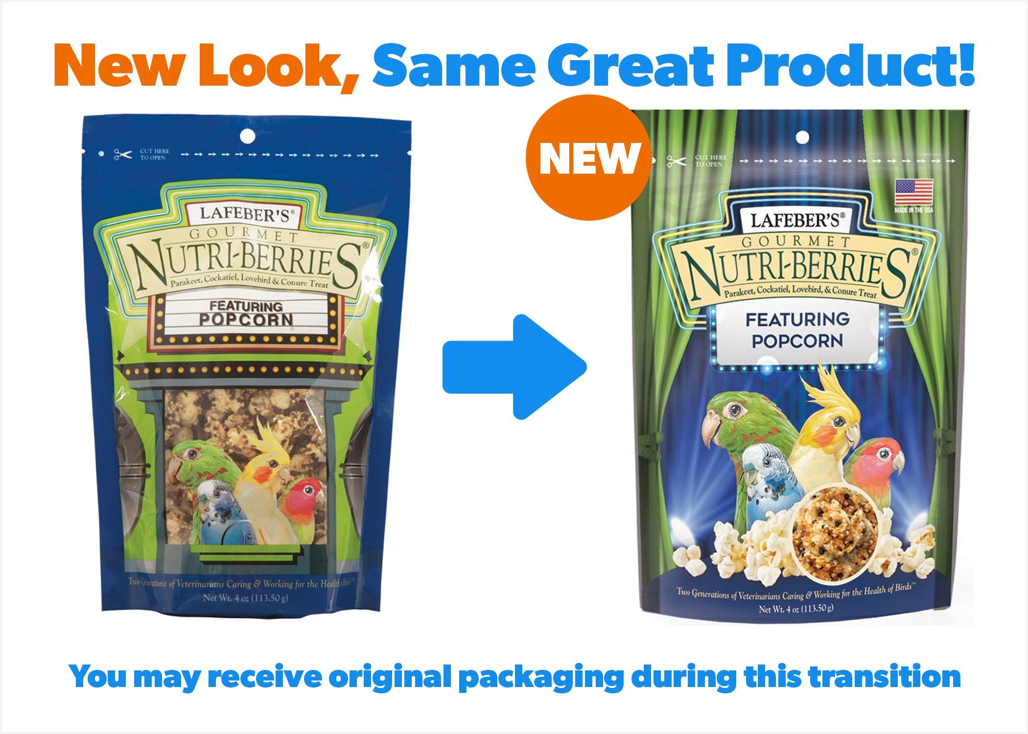 Lafeber Popcorn Nutri-Berries Cockatiel & Parakeet Bird Treat, 4-oz bag
