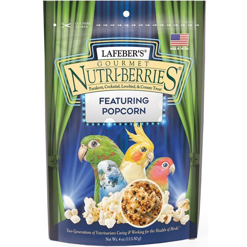 Lafeber Popcorn Nutri-Berries Cockatiel & Parakeet Bird Treat, 4-oz bag
