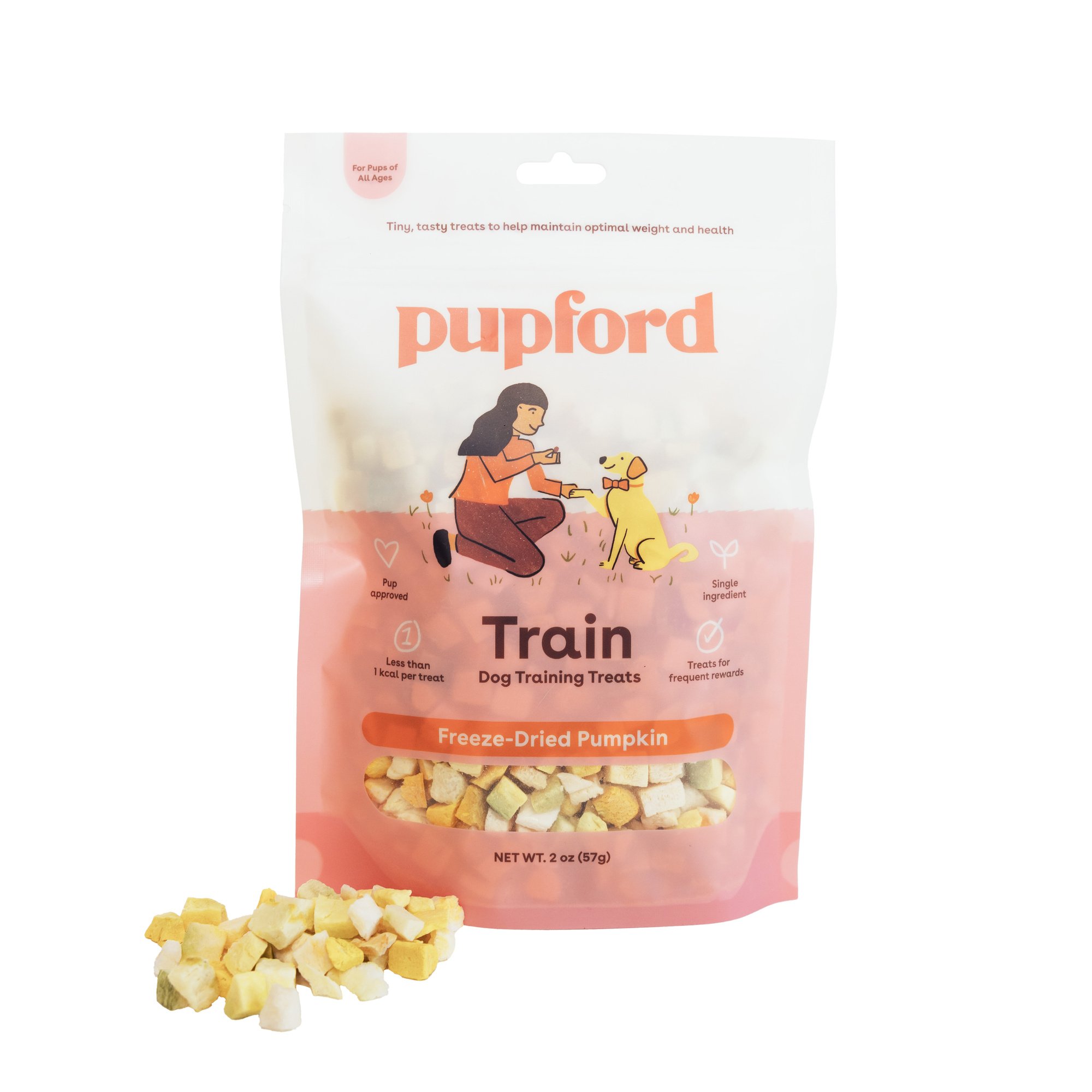Pupford Diced Pumpkin Freeze-Dried Limited Ingredient Dog Treats, 2-oz bag