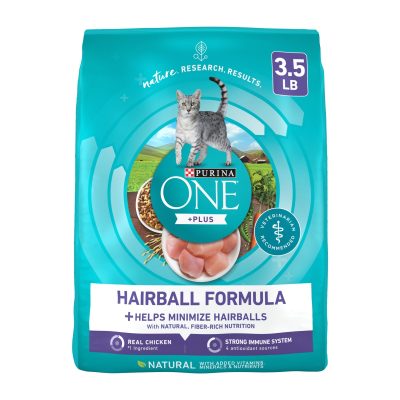 Purina ONE +Plus Hairball Formula Natural Adult Dry Cat Food, 3.5-lb bag