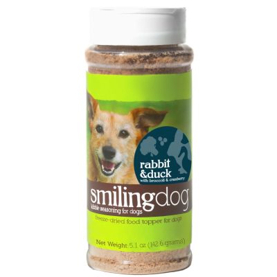 Herbsmith Smiling Dog Kibble Seasoning Rabbit & Duck with Broccoli & Cranberry Dog Food Topper, 5.1-oz jar